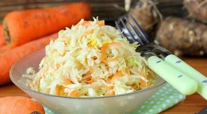The salad is made of sauerkraut and Jerusalem artichoke